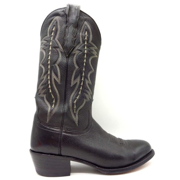 Lucchese 2000 Black Soft Leather Cowboy Western Boots Shoes Men's 8 D
